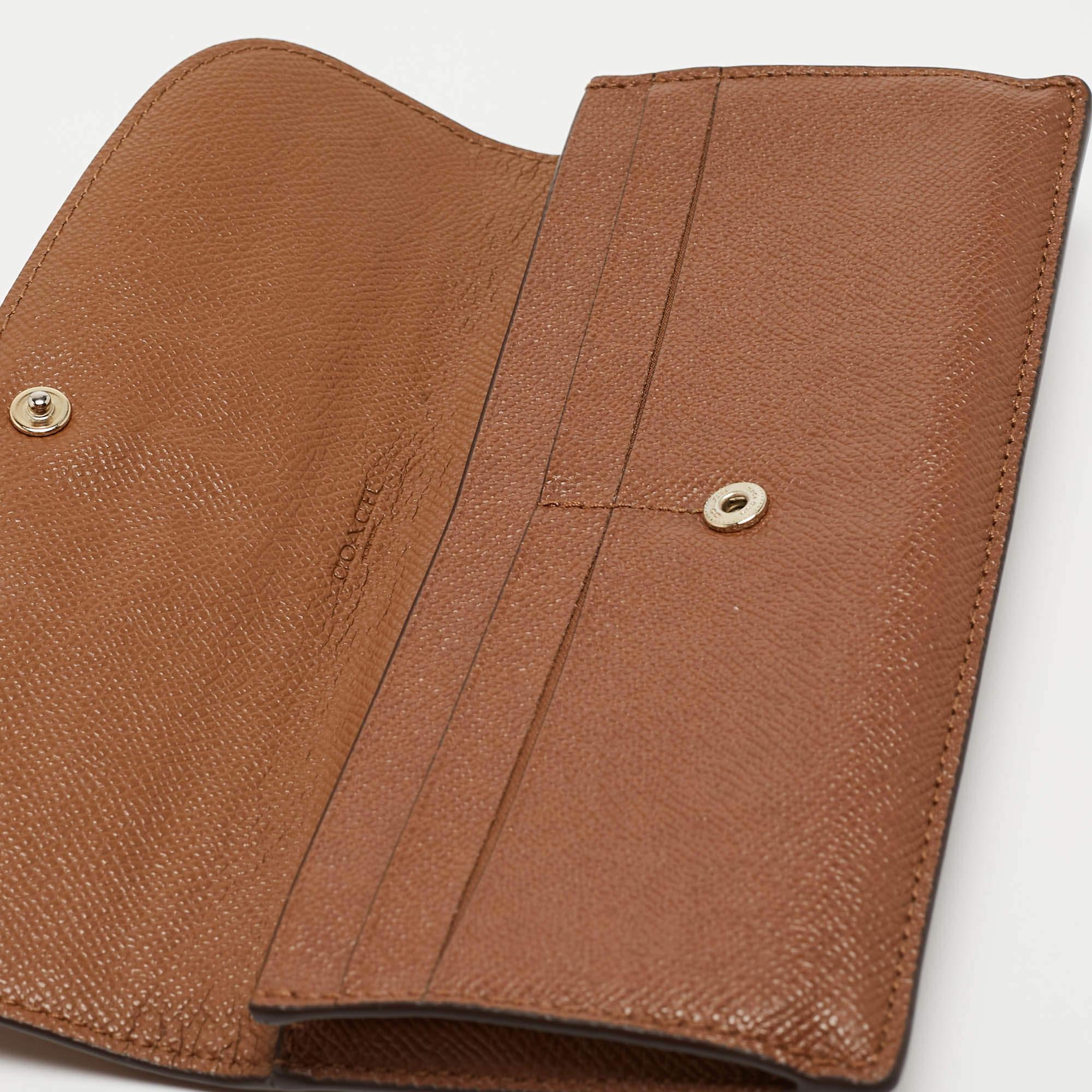Coach Brown Leather Flap Continental Wallet For Sale 4