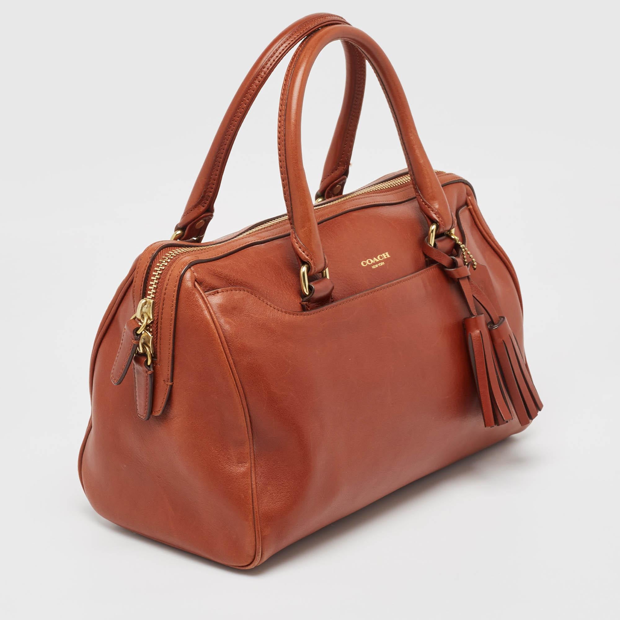 Coach Brown Leather Legacy Haley Satchel In Good Condition In Dubai, Al Qouz 2