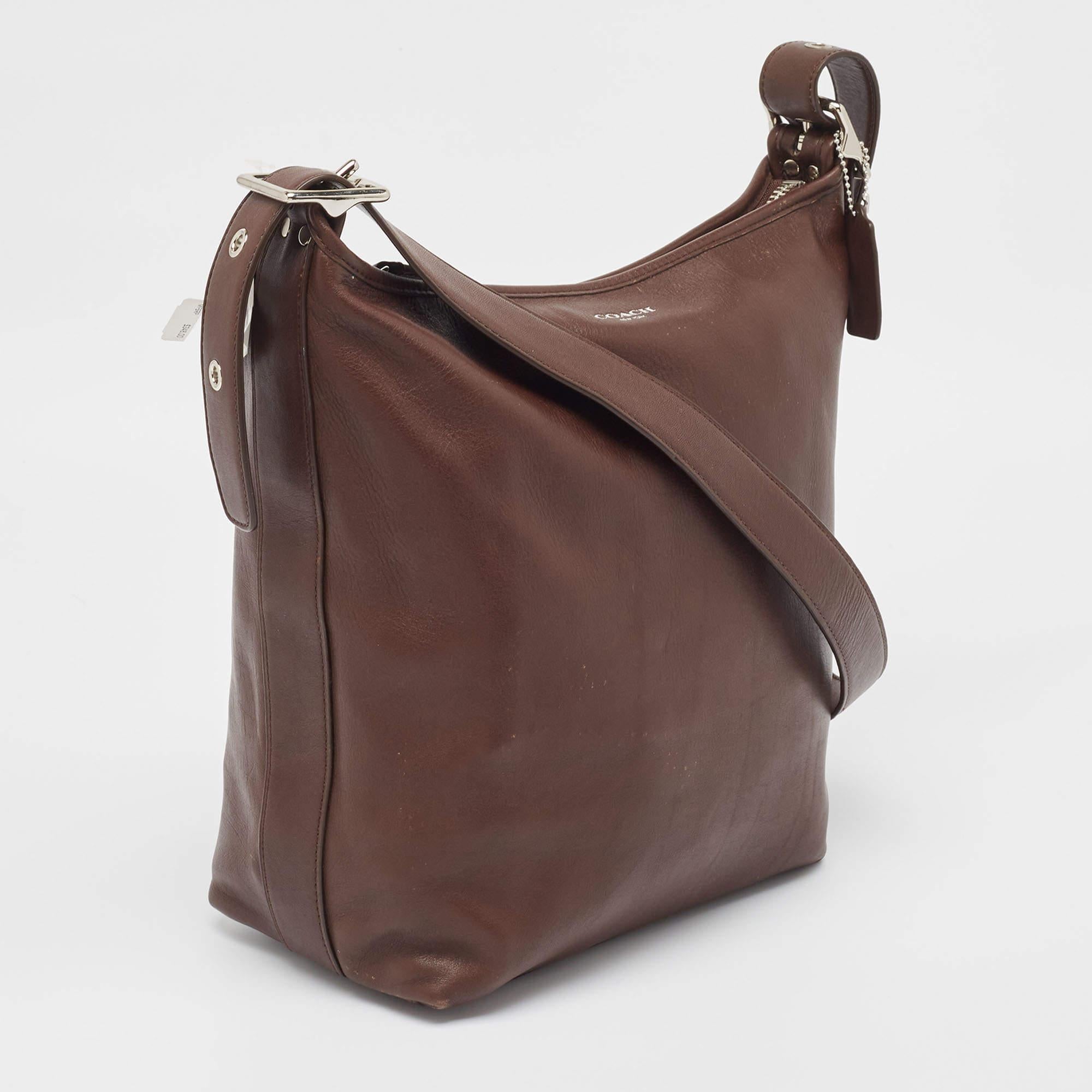 Women's Coach Brown Leather Legacy Tassel Shoulder Bag