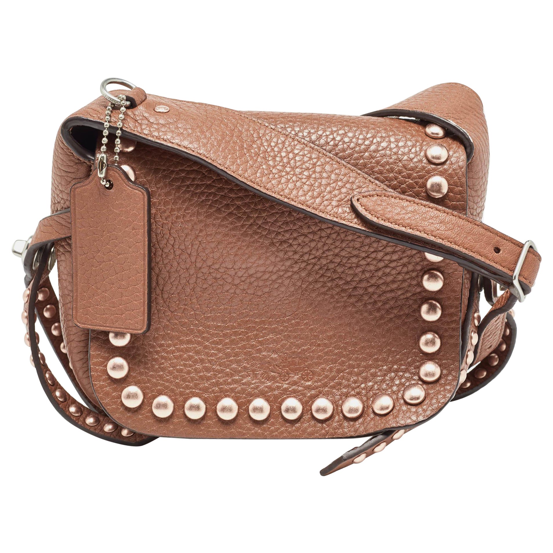 Coach Brown Leather Rivets Dakotah Crossbody Bag