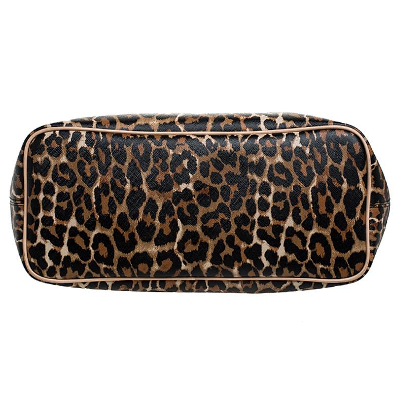 Coach Brown Leopard Print Coated Canvas City Zip Tote For Sale at ...