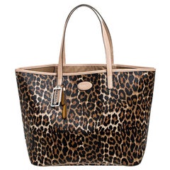 Coach Brown Leopard Print Coated Canvas City Zip Tote
