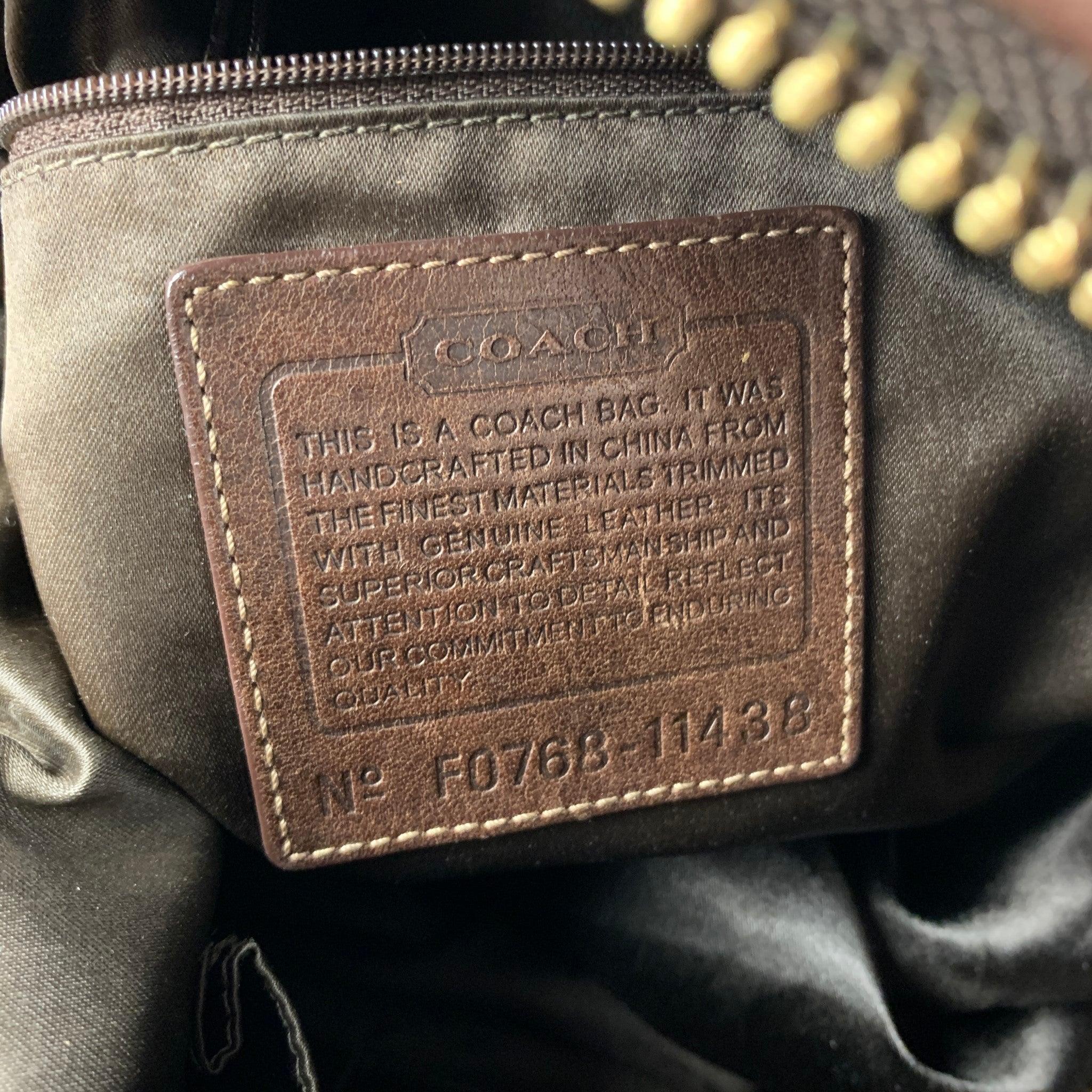 COACH Brown Monogram Canvas Leather Trim Shoulder Bag For Sale 3