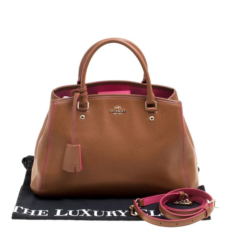 Coach Brown/Pink Leather Top Handle Bag For Sale at 1stDibs coach
