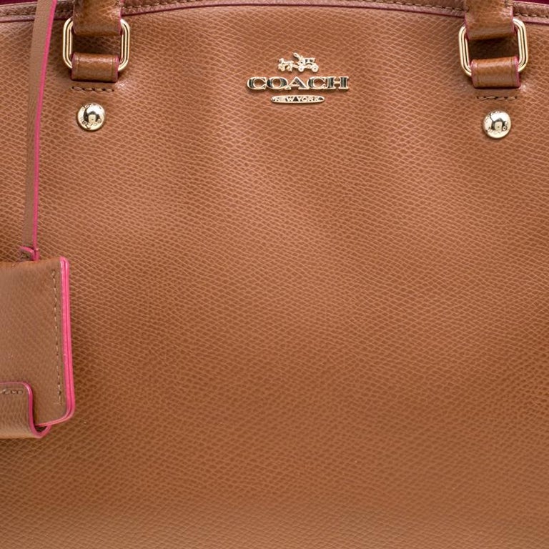 Coach Brown/Pink Leather Top Handle Bag For Sale at 1stDibs coach