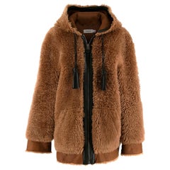 Coach Brown Shearling Hooded long jacket US4