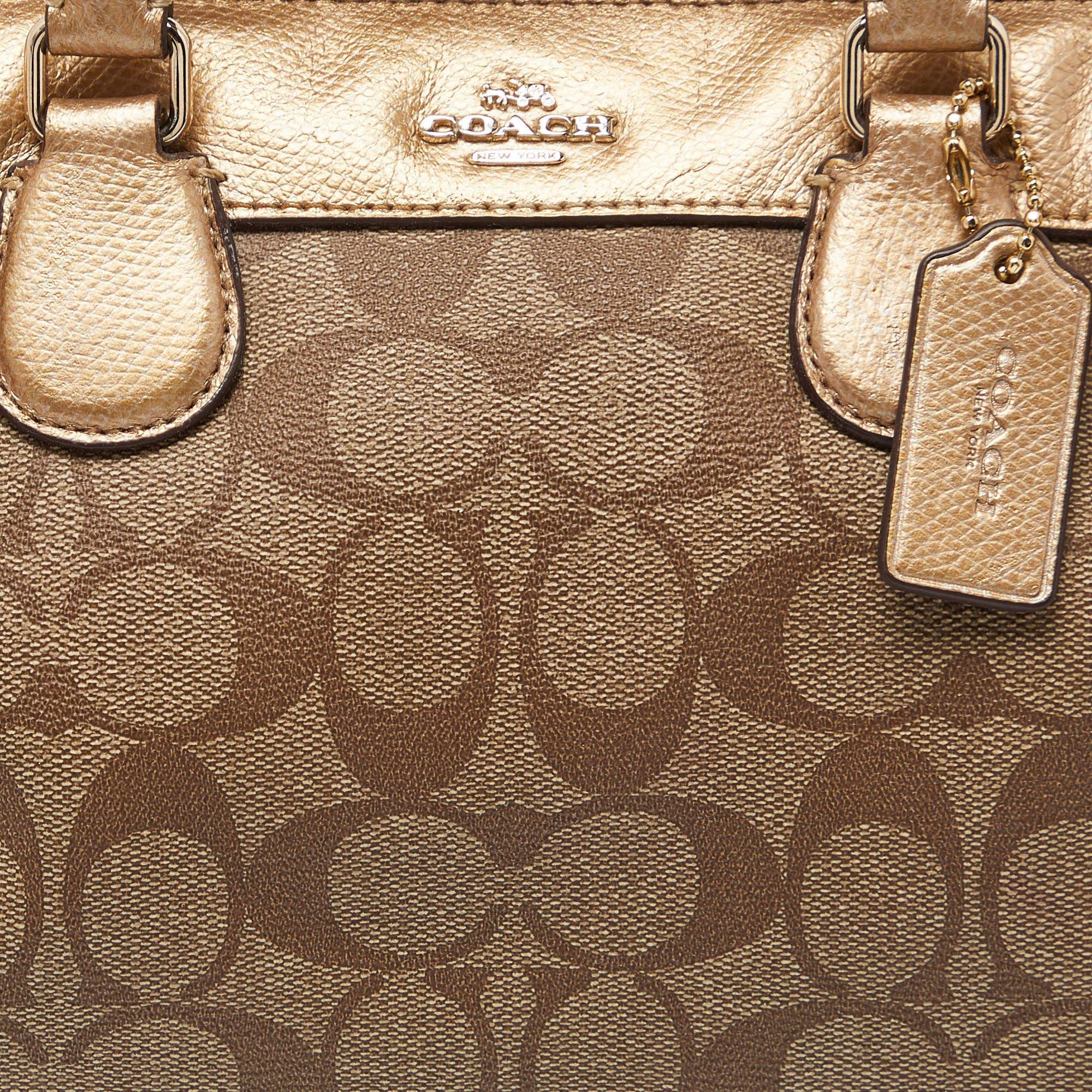Coach Brown Signature Coated Canvas and Leather Mini Bennett Satchel For Sale 1