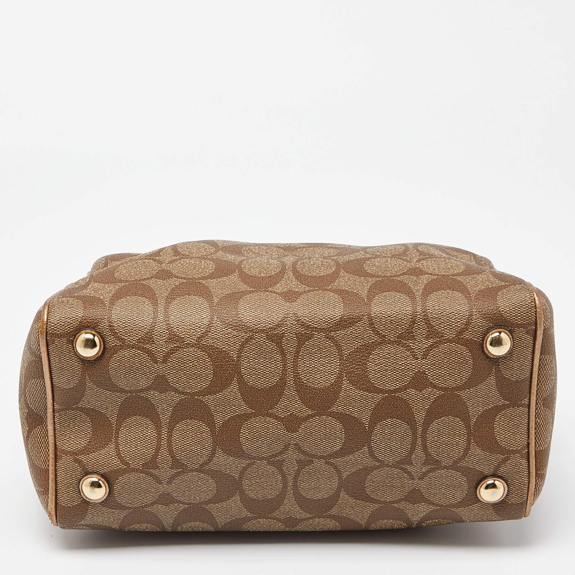 Coach Brown Signature Coated Canvas and Leather Mini Bennett Satchel For Sale 2