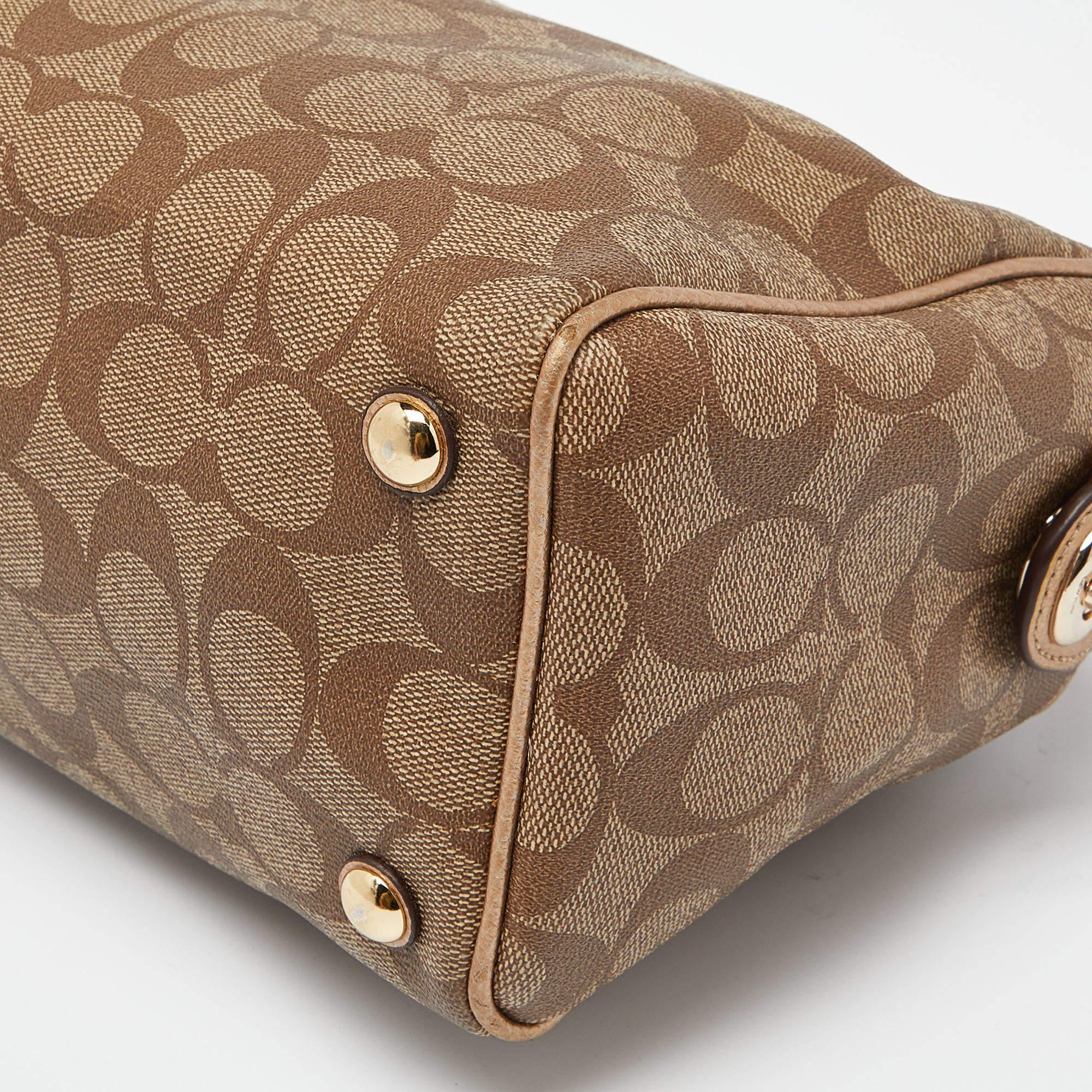 Coach Brown Signature Coated Canvas and Leather Mini Bennett Satchel For Sale 5