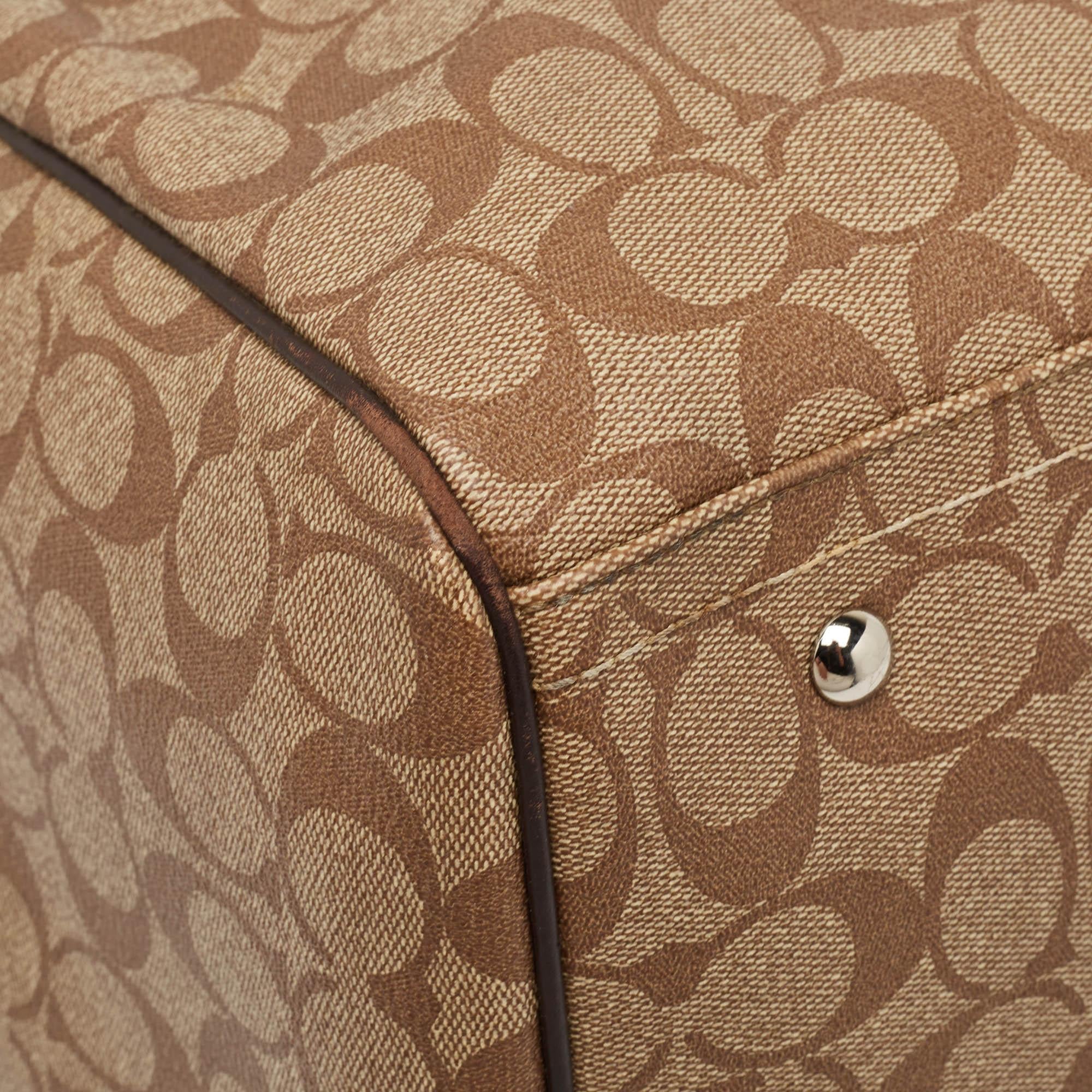Coach Brown Signature Coated Canvas Heritage Stripe Duffle Bag 2