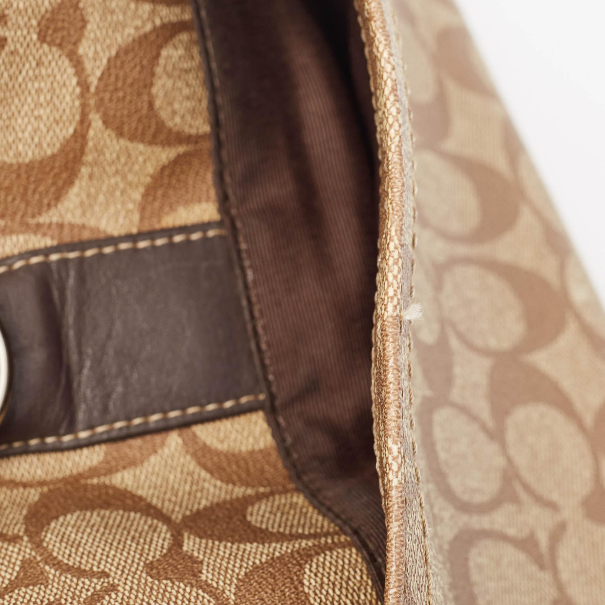 Coach Brown Signature Coated Canvas Heritage Stripe Duffle Bag 3