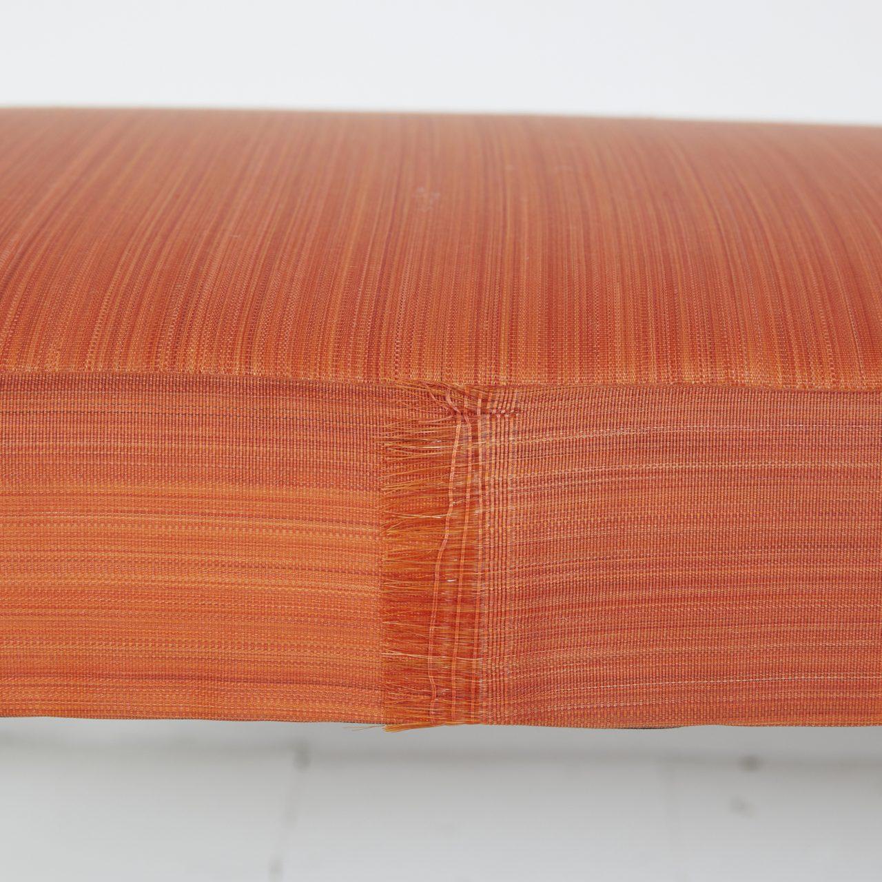 Coach-built stool in orange horsehair with English antique legs For Sale 2