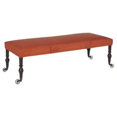 Taburete de crin de caballo naranja con patas inglesas antiguas