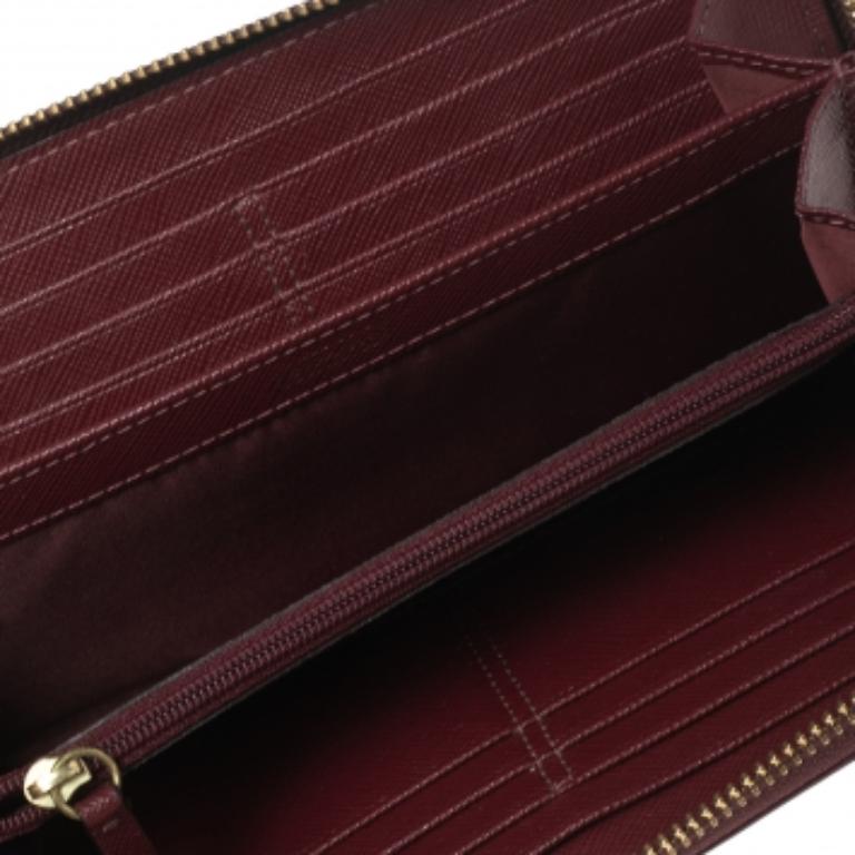 Coach Burgundy/Brown Op Art Fabric and Leather Madison Continental Wallet For Sale 4