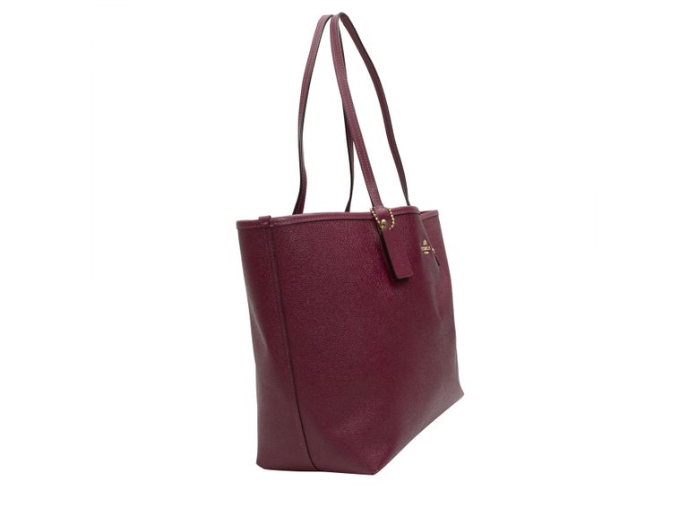 Coach Burgundy Cat Print Reversible Leather Tote Bag For Sale at 1stDibs