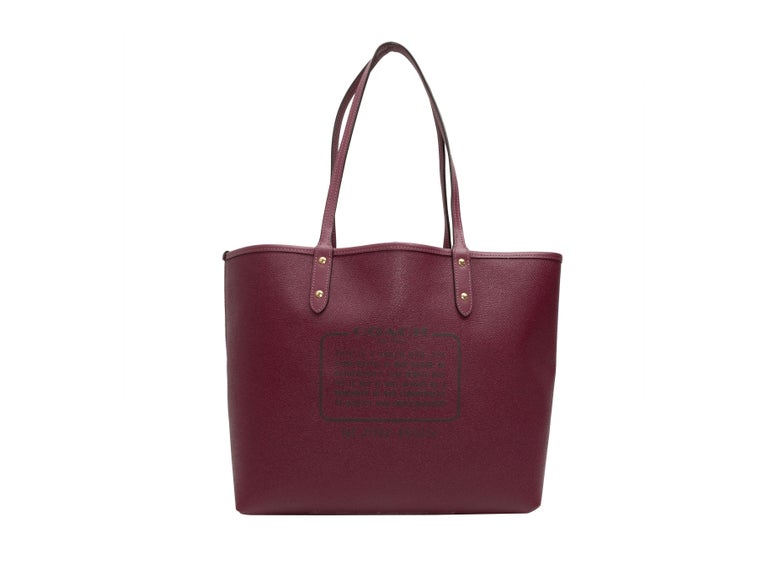 Coach Burgundy Cat Print Reversible Leather Tote Bag For Sale at 1stDibs