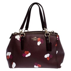 Coach Burgundy Flower Print Coated Canvas Mini Christie Carryall Satchel