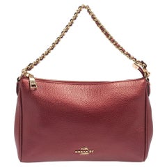 Coach Burgundy Leather Chain Baguette Bag