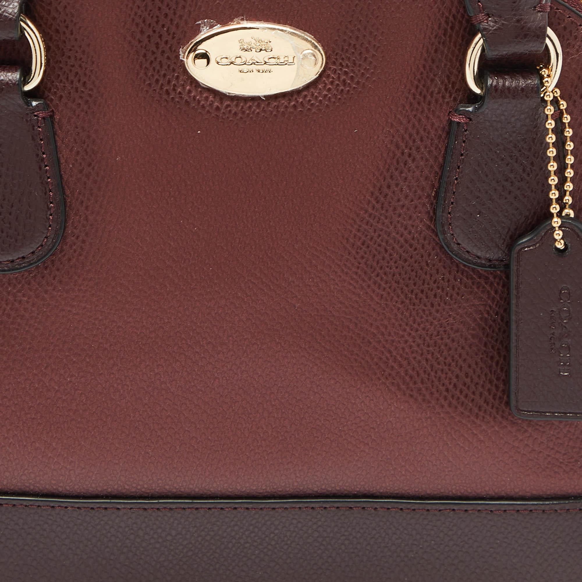 Women's Coach Burgundy Leather Cora Dome Satchel