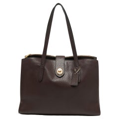 Coach Burgundy Leather Turnlock Charlie Carryall Tote