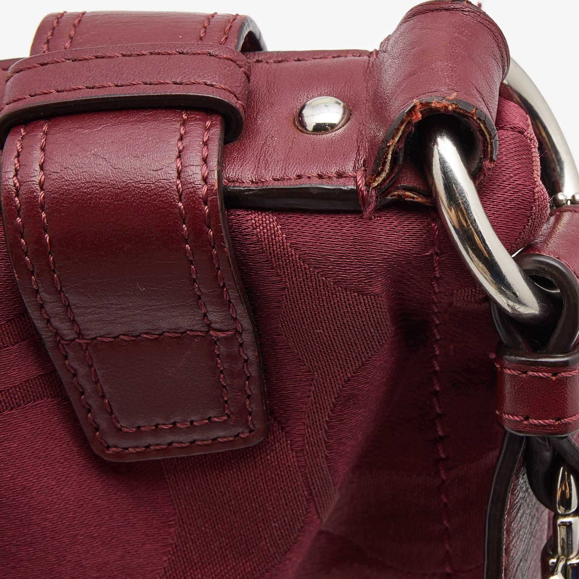 Coach Burgundy Signature Satin and Leather Chain Detail Hobo 1