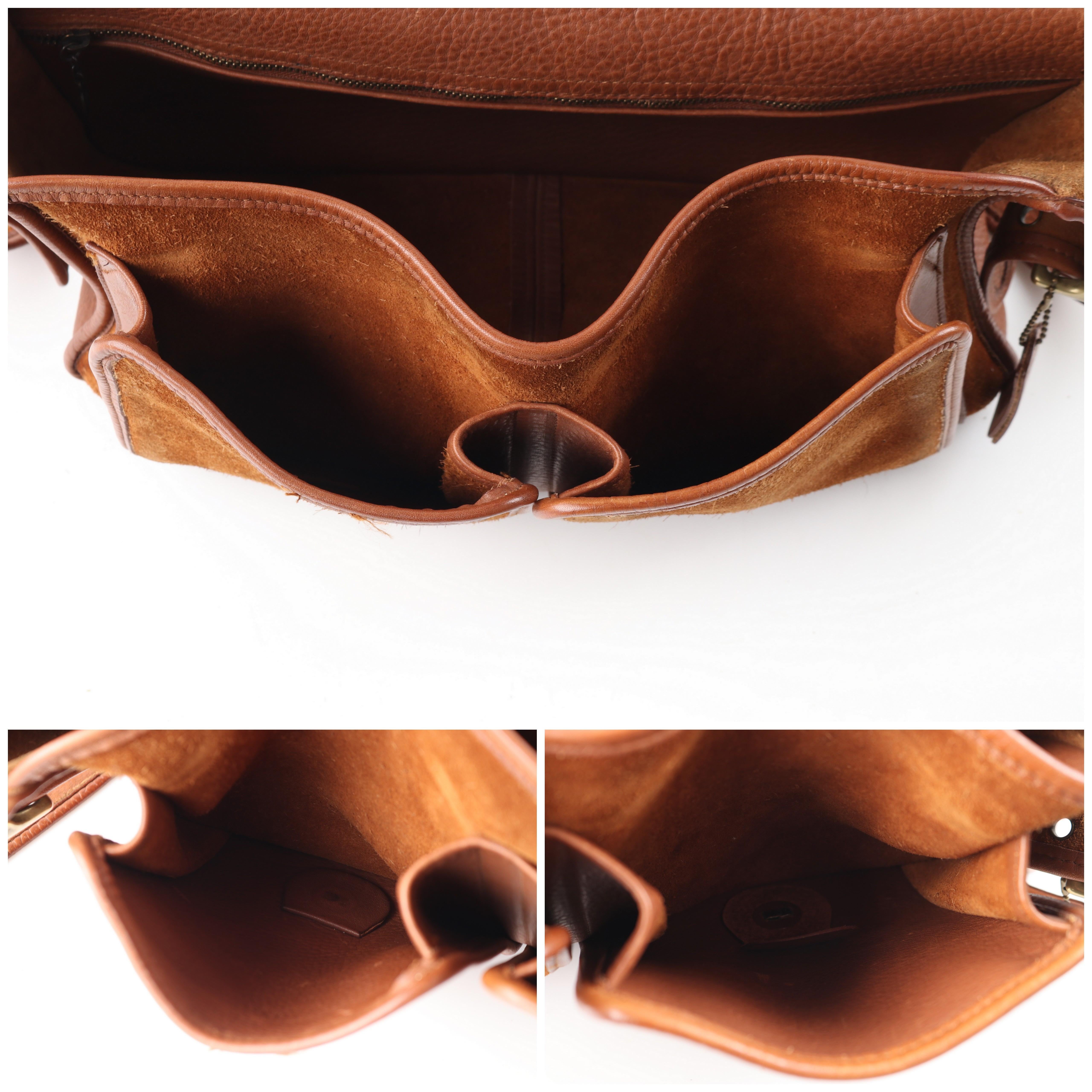 COACH c.1996 Vtg Brown Suede Leather Crossbody Messenger Field Bag Purse Handbag For Sale 7