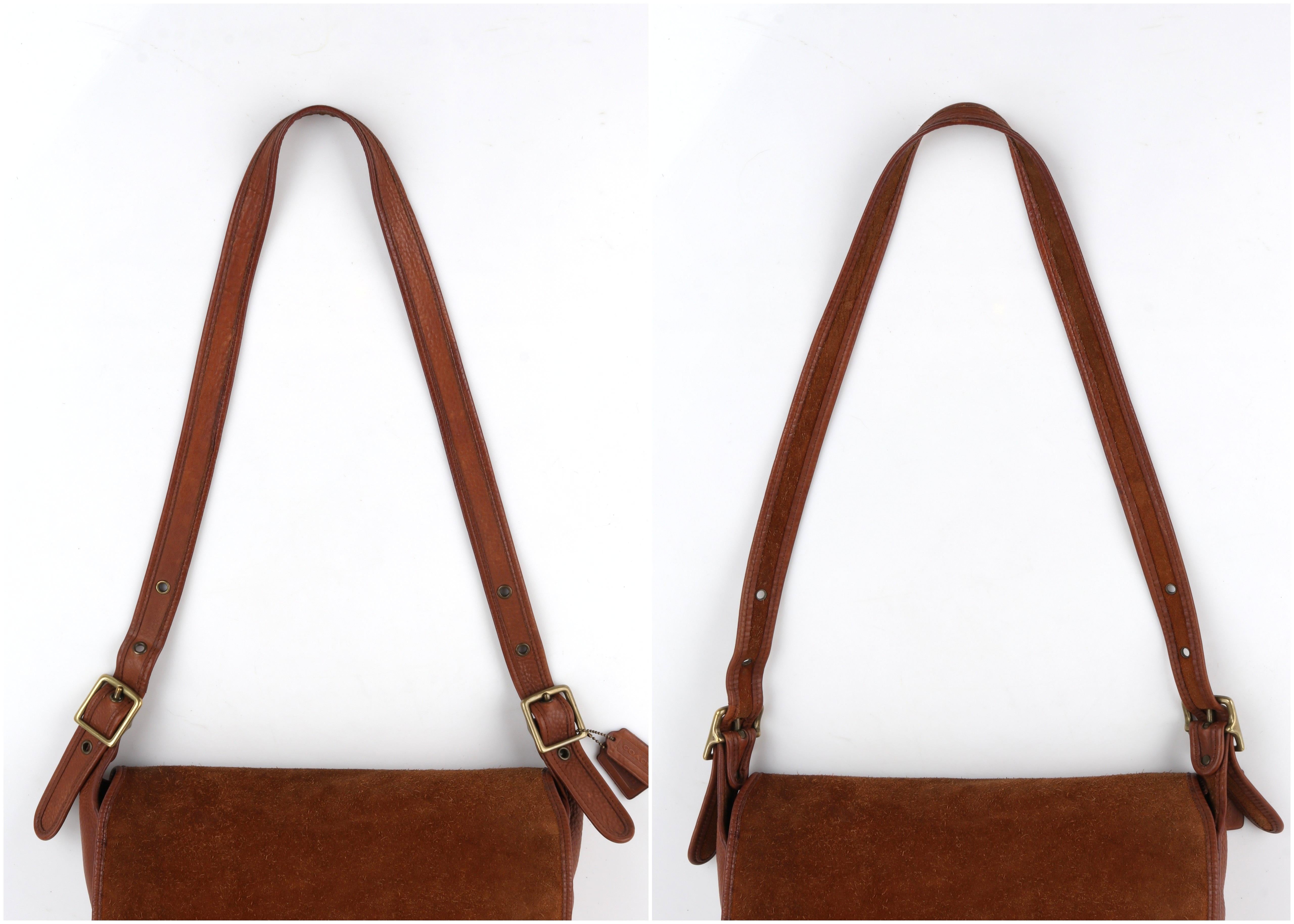 COACH c.1996 Vtg Brown Suede Leather Crossbody Messenger Field Bag Purse Handbag For Sale 9