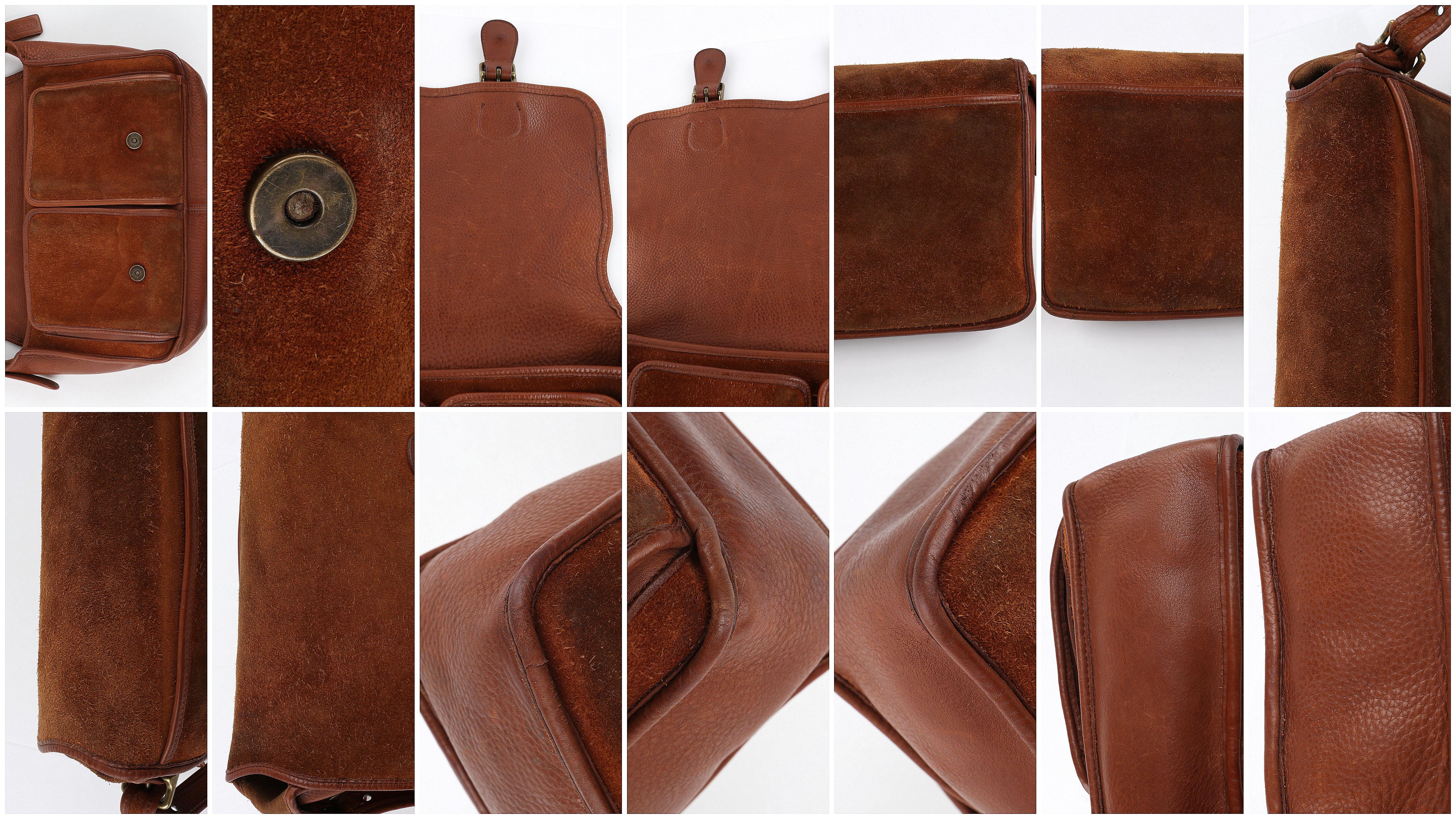 COACH c.1996 Vtg Brown Suede Leather Crossbody Messenger Field Bag Purse Handbag For Sale 11