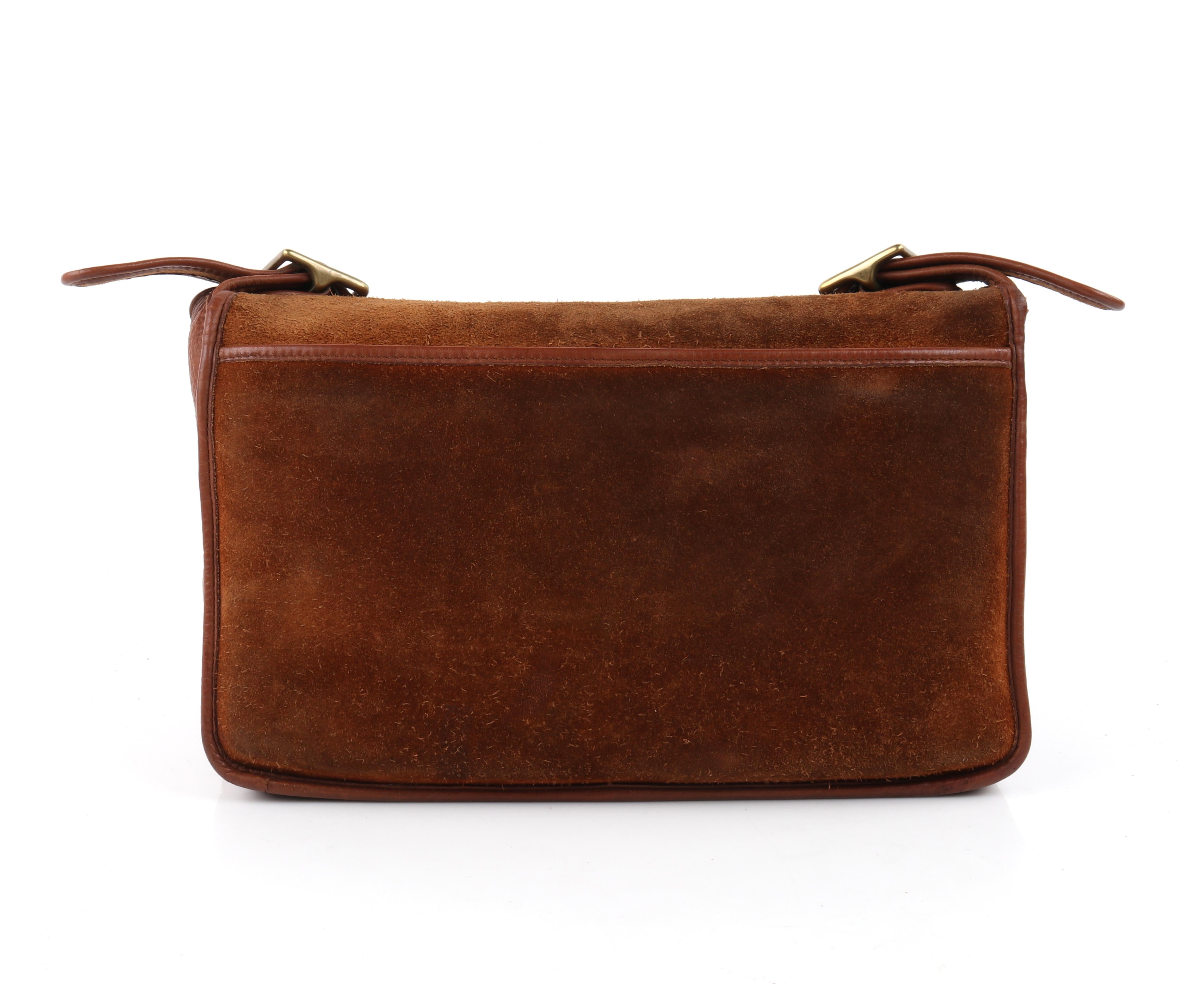 COACH c.1996 Vtg Brown Suede Leather Crossbody Messenger Field Bag Purse Handbag For Sale 1