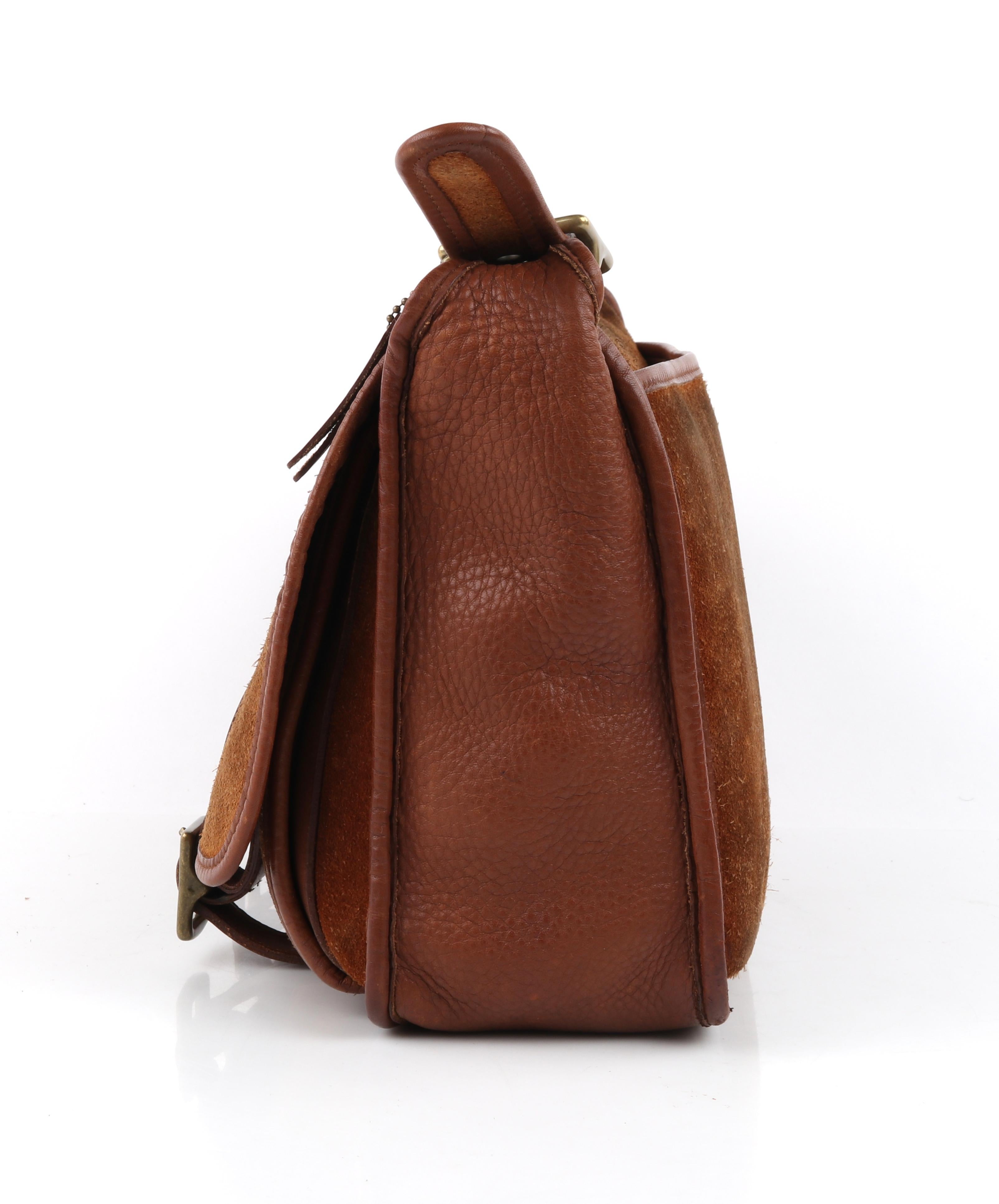 COACH c.1996 Vtg Brown Suede Leather Crossbody Messenger Field Bag Purse Handbag For Sale 2