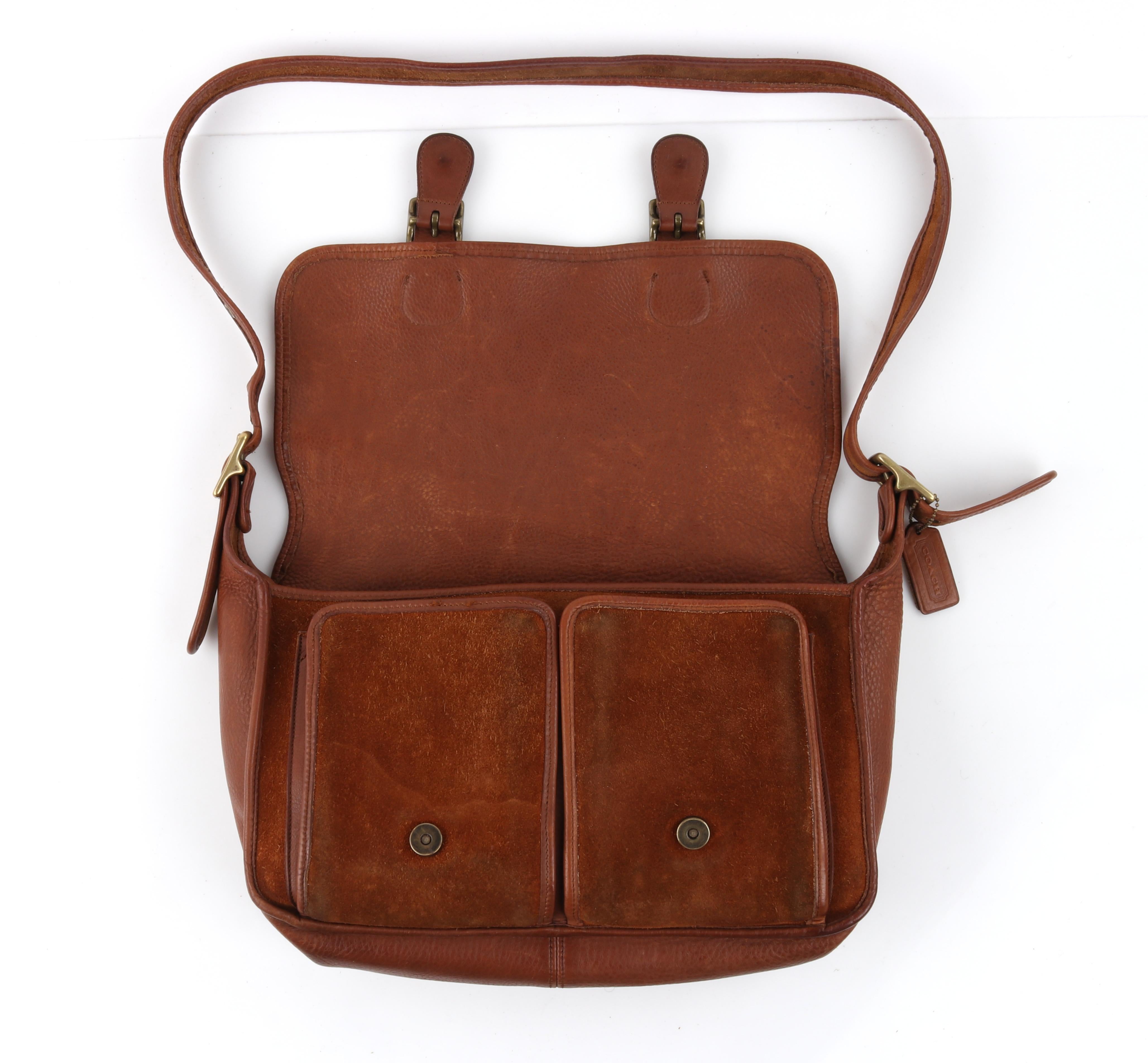 COACH c.1996 Vtg Brown Suede Leather Crossbody Messenger Field Bag Purse Handbag For Sale 3