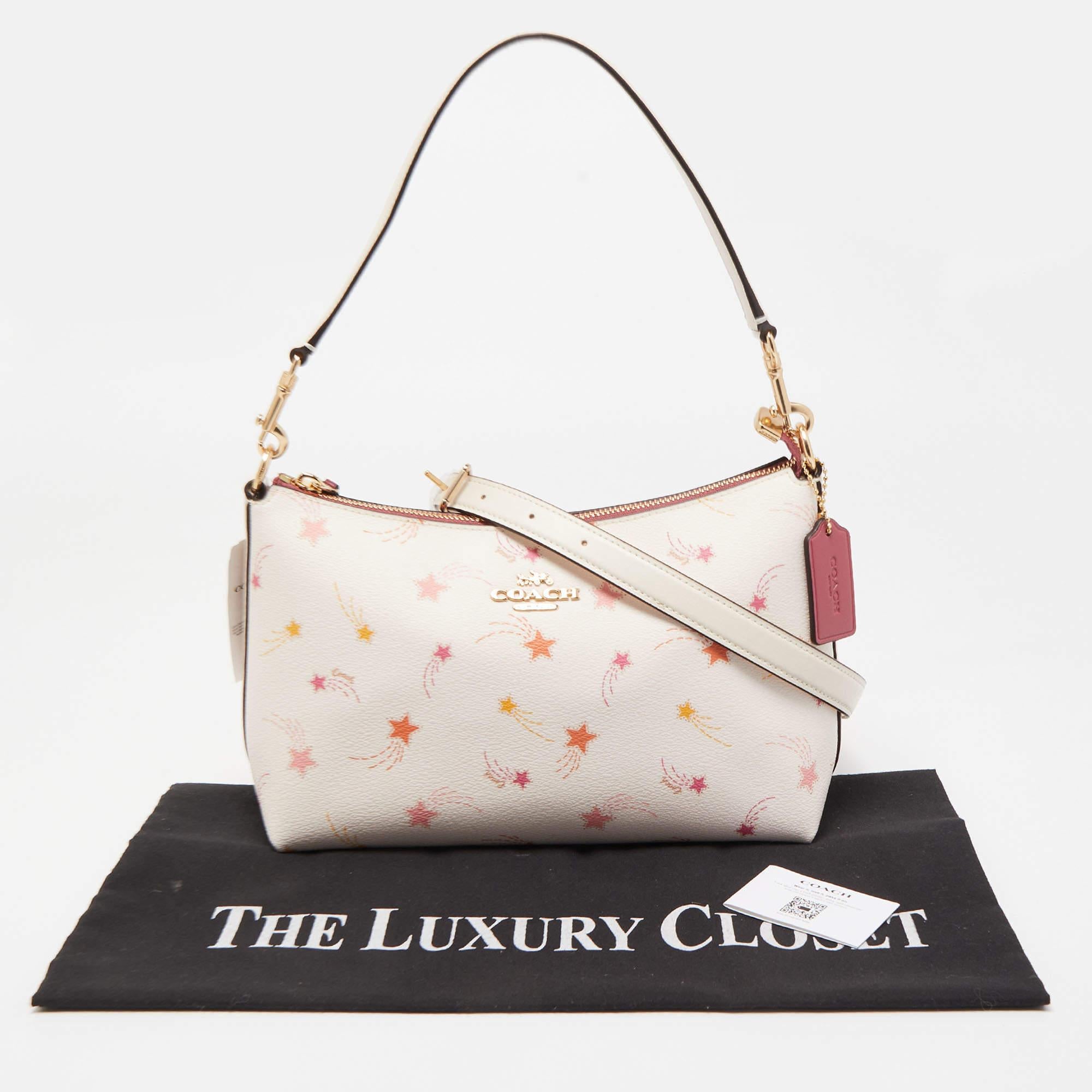 Coach Chalk/Multicolor Star Print Leather Clara Shoulder Bag 4