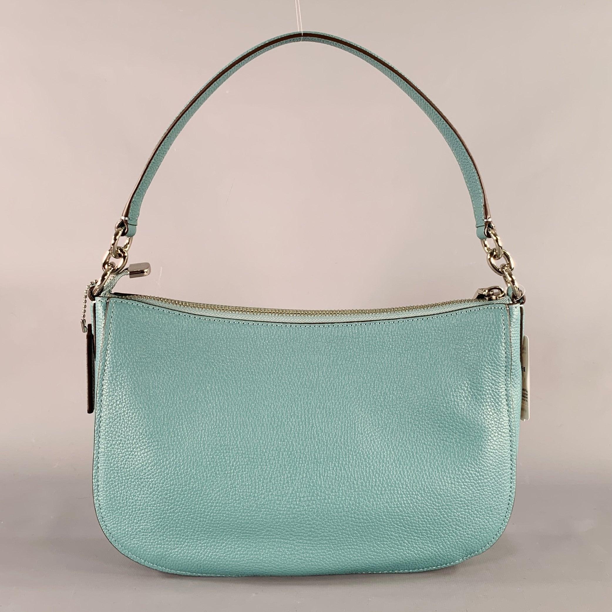 COACH Chelsea Blue Pebble Grain Leather Shoulder Bag Handbag In Excellent Condition For Sale In San Francisco, CA
