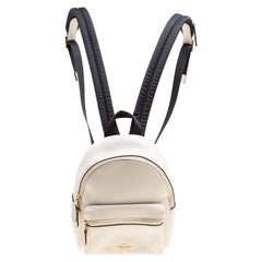 Coach Cream/Black Leather and Nylon Mini Charlie Backpack
