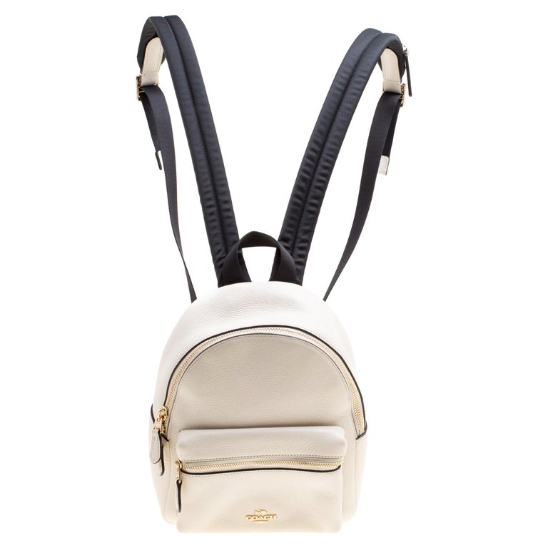 Coach Cream/Black Leather and Nylon Mini Charlie Backpack For Sale at  1stDibs | coach mini backpack, coach cream backpack, coach cream canvas and  black leather backpack