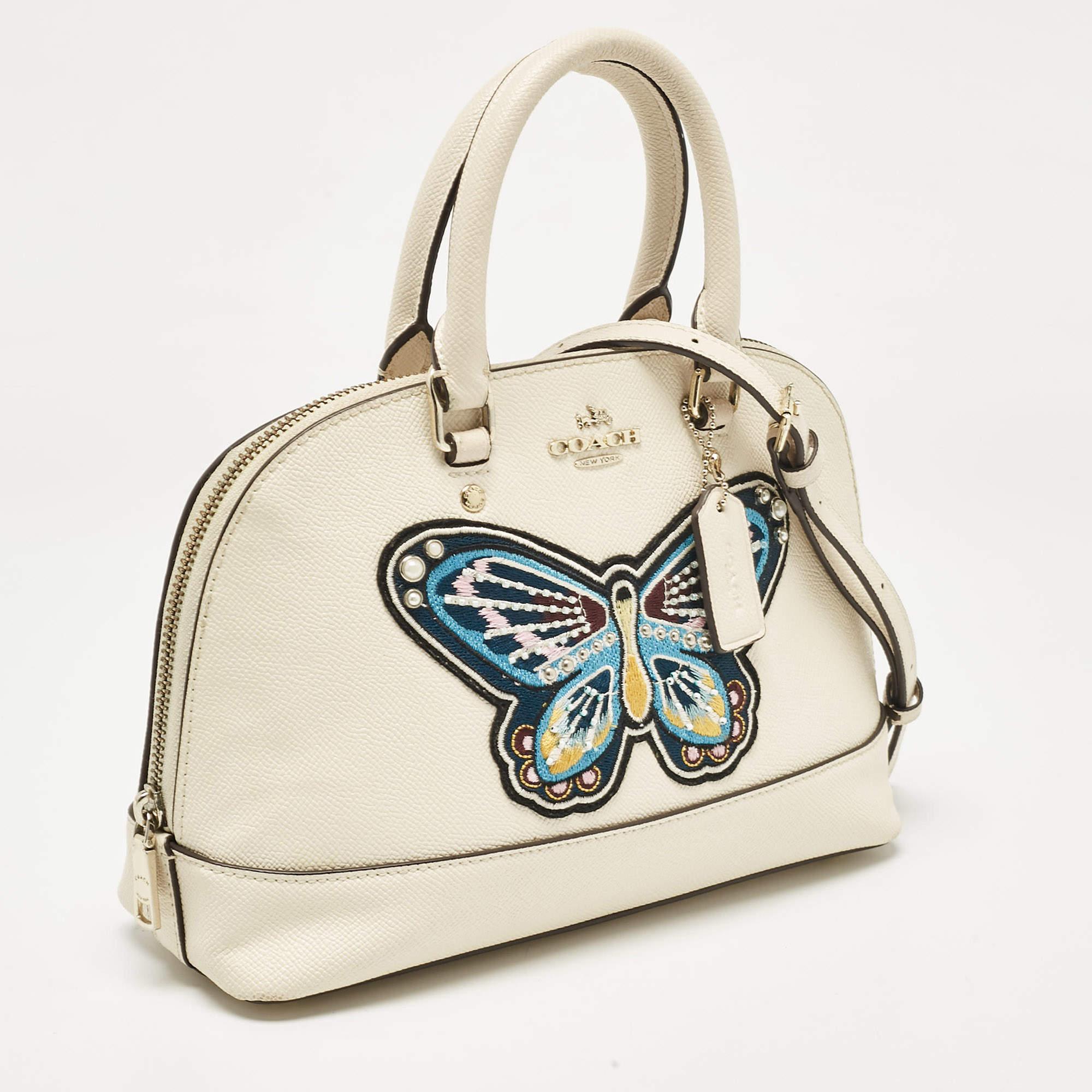 Beige Coach Cream Leather Sierra Butterfly Satchel