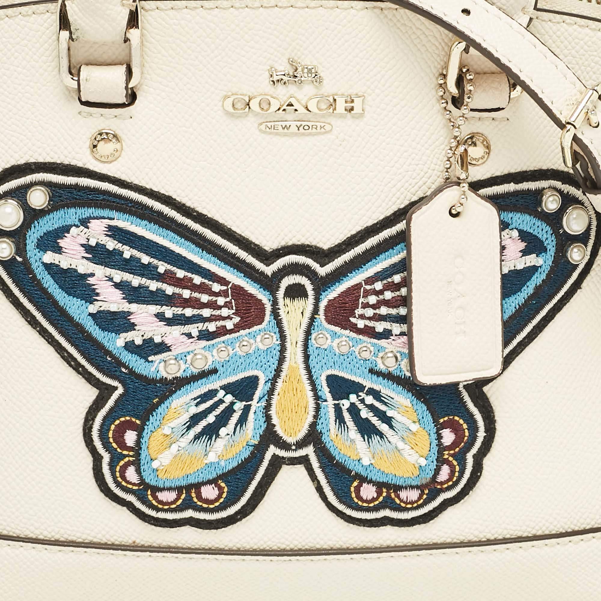 Women's Coach Cream Leather Sierra Butterfly Satchel