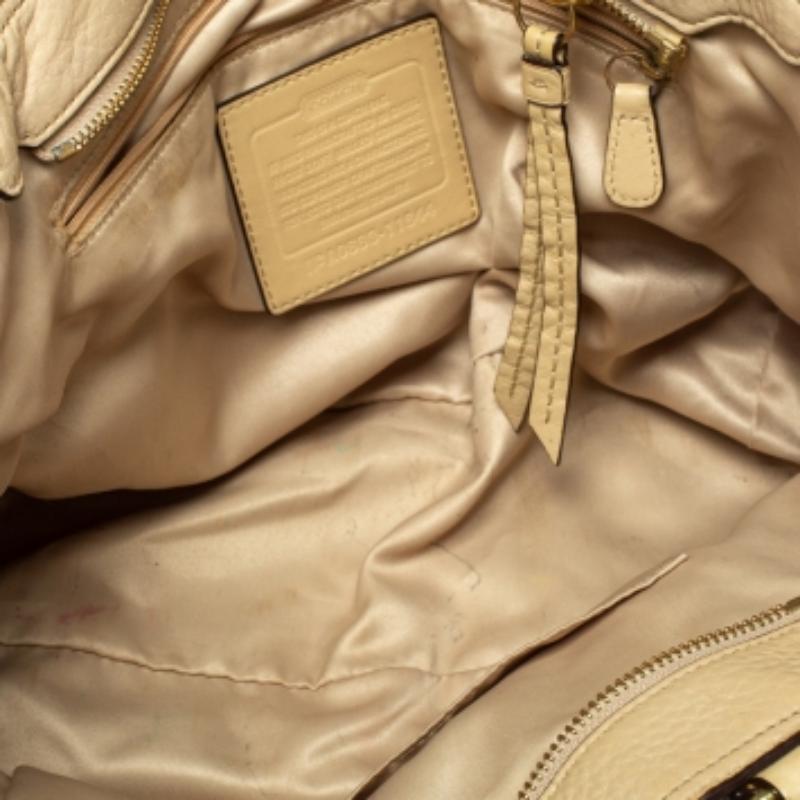 Beige Coach Cream Leather Soho Tote For Sale