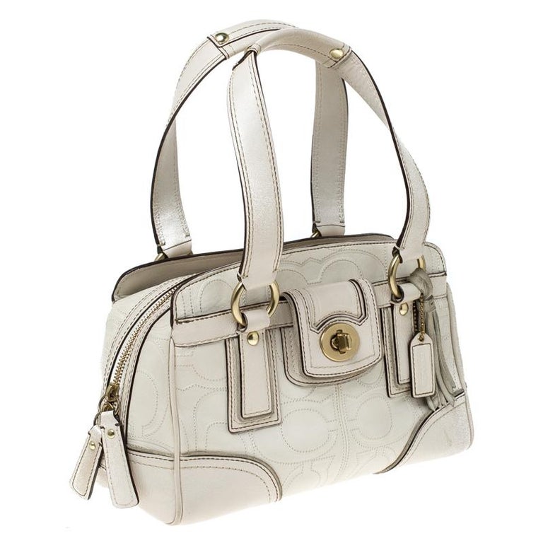 Coach Cream Monogram Leather Turnlock Satchel at 1stDibs coach crean