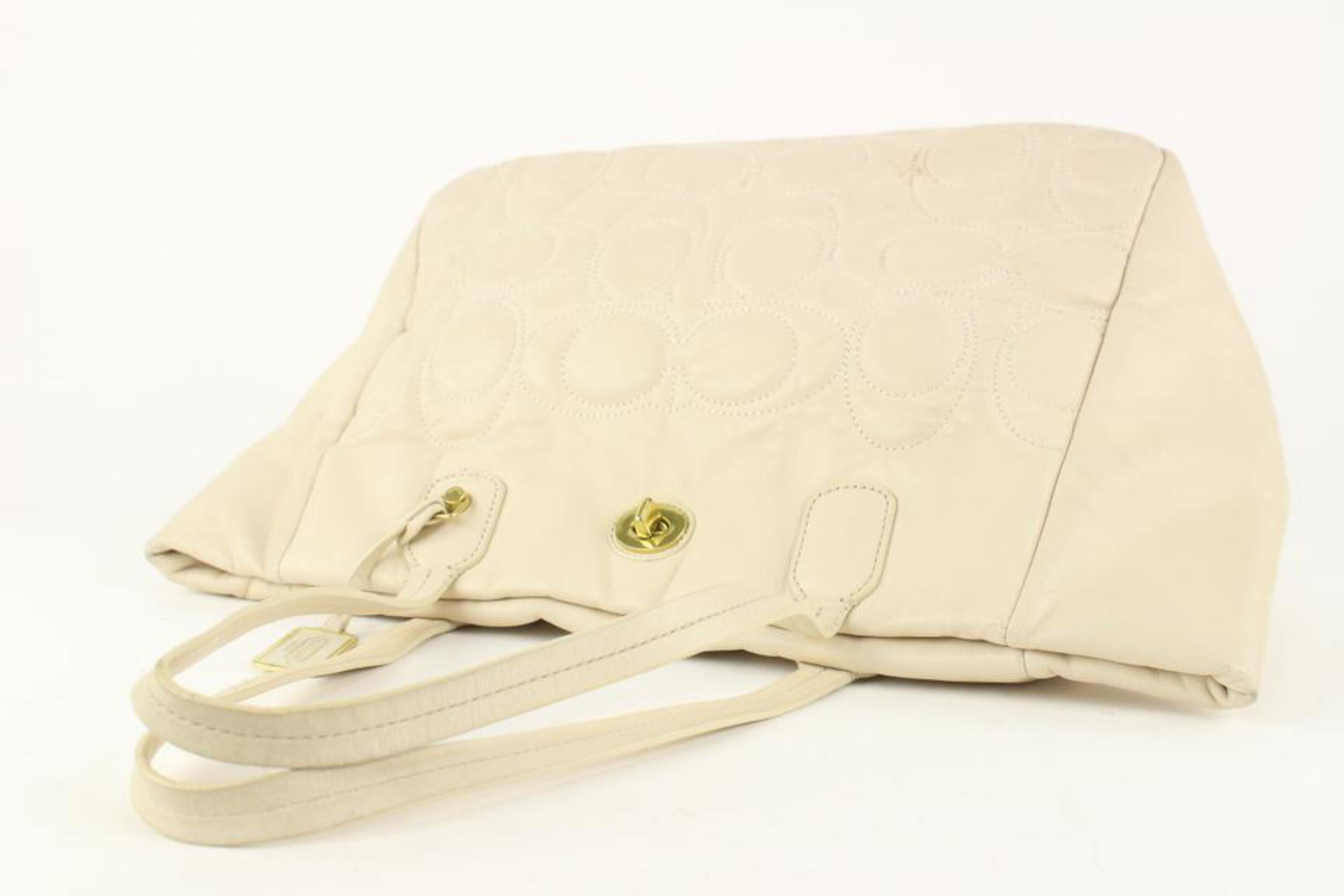 White Coach Cream Quilted Shopper Tote bag 17CH1029