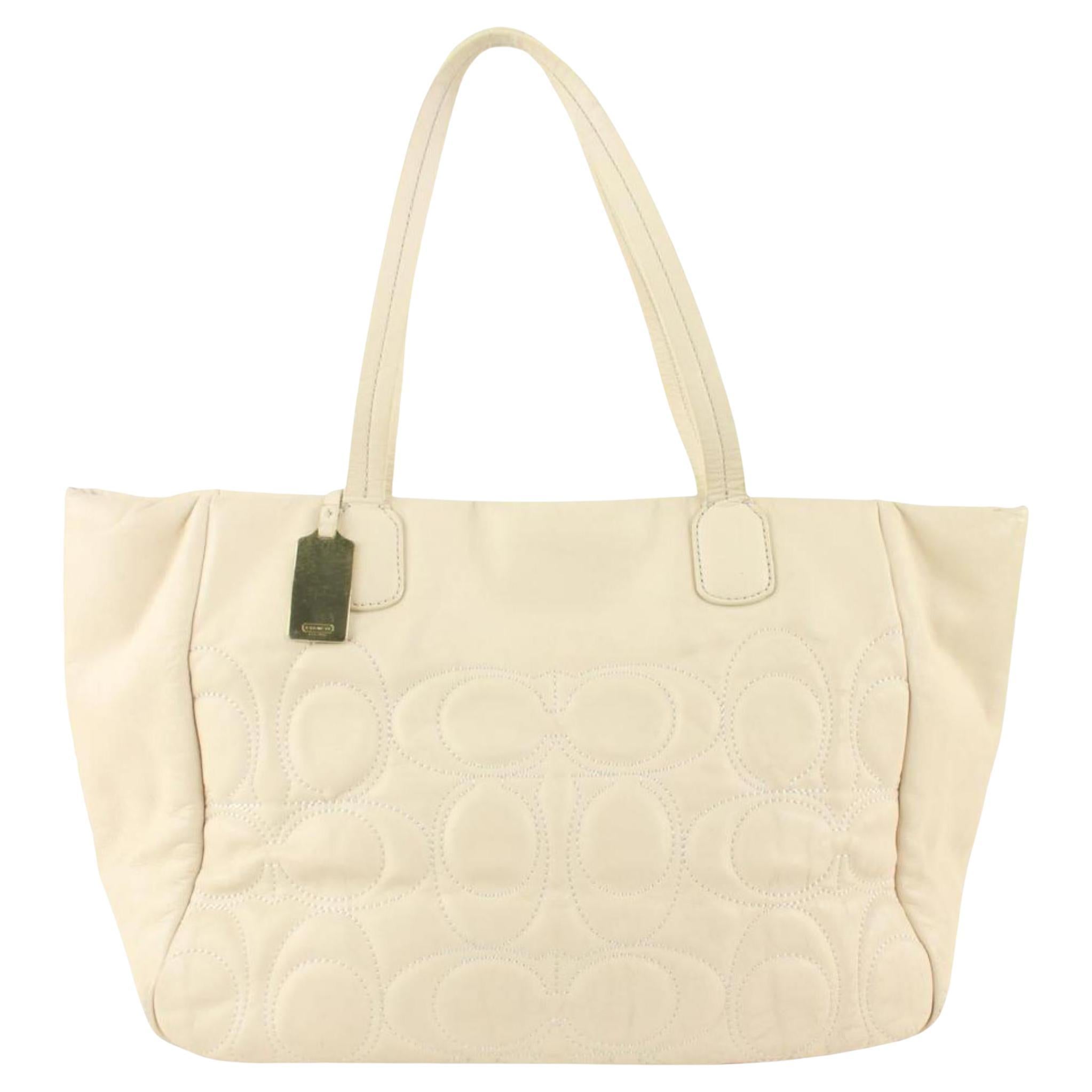 Coach Cream Quilted Shopper Tote bag 17CH1029 For Sale