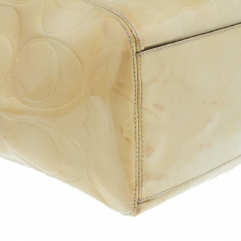 Coach Cream Signature Patent Leather Peyton Tote 2