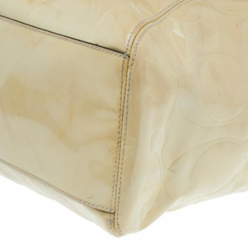 Coach Cream Signature Patent Leather Peyton Tote 3