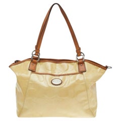 Coach Cream Signature Patent Leather Peyton Tote
