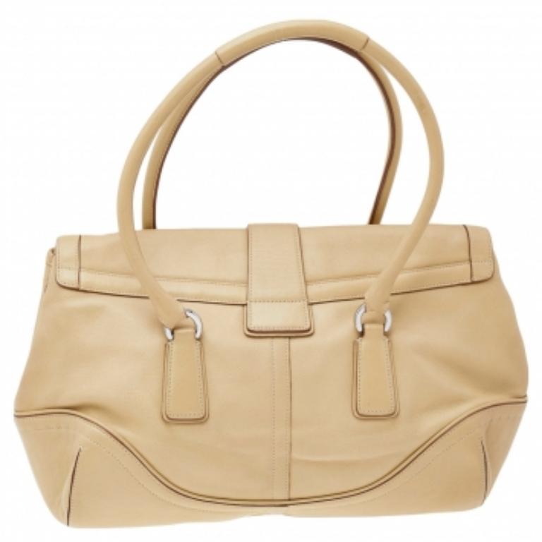 Coach Cream Soho Hamptons Buckle Leather Satchel 5