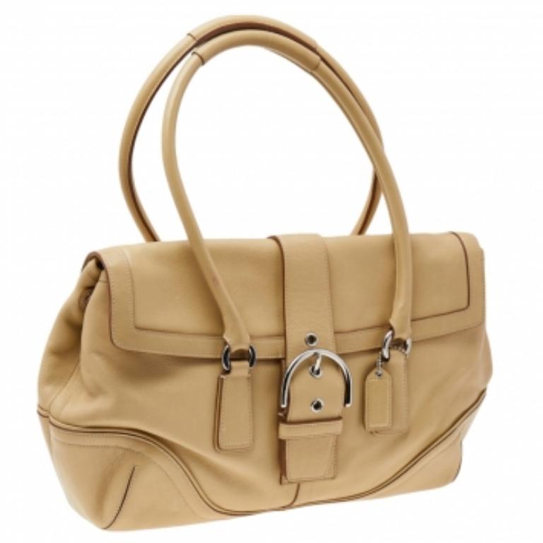 Coach Cream Soho Hamptons Buckle Leather Satchel 3