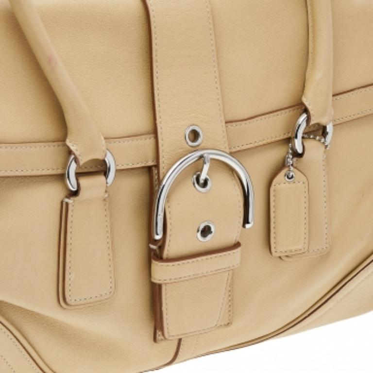 Coach Cream Soho Hamptons Buckle Leather Satchel 4