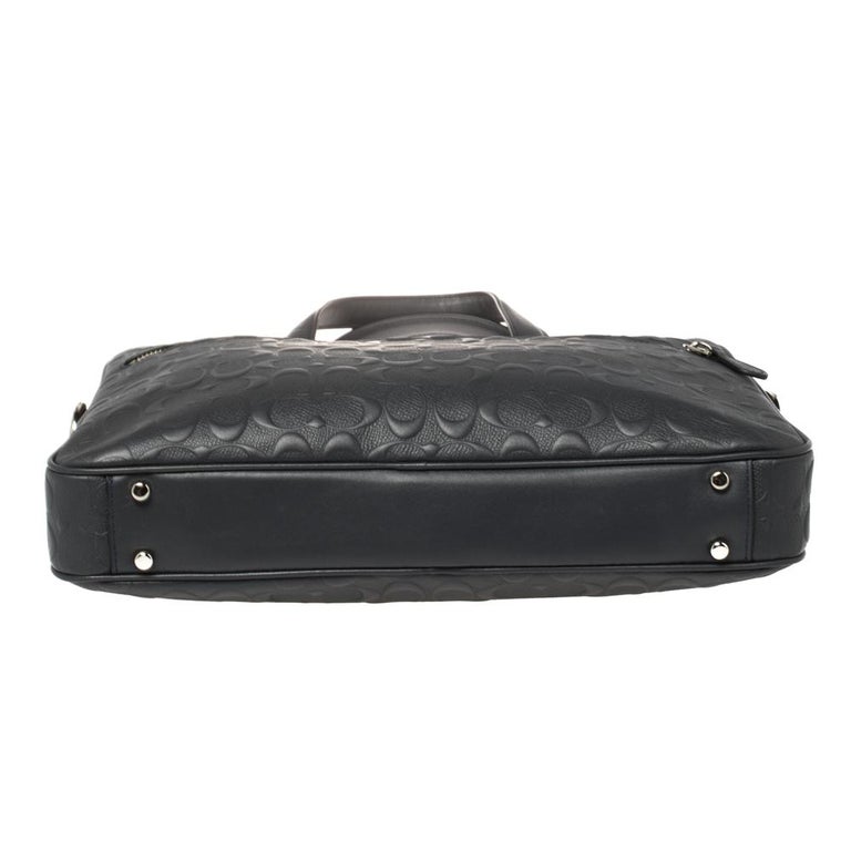 Coach Dark Blue Signature Leather Hudson 5 Laptop Bag at 1stDibs