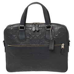 Coach Dark Blue Signature Leather Hudson 5 Laptop Bag