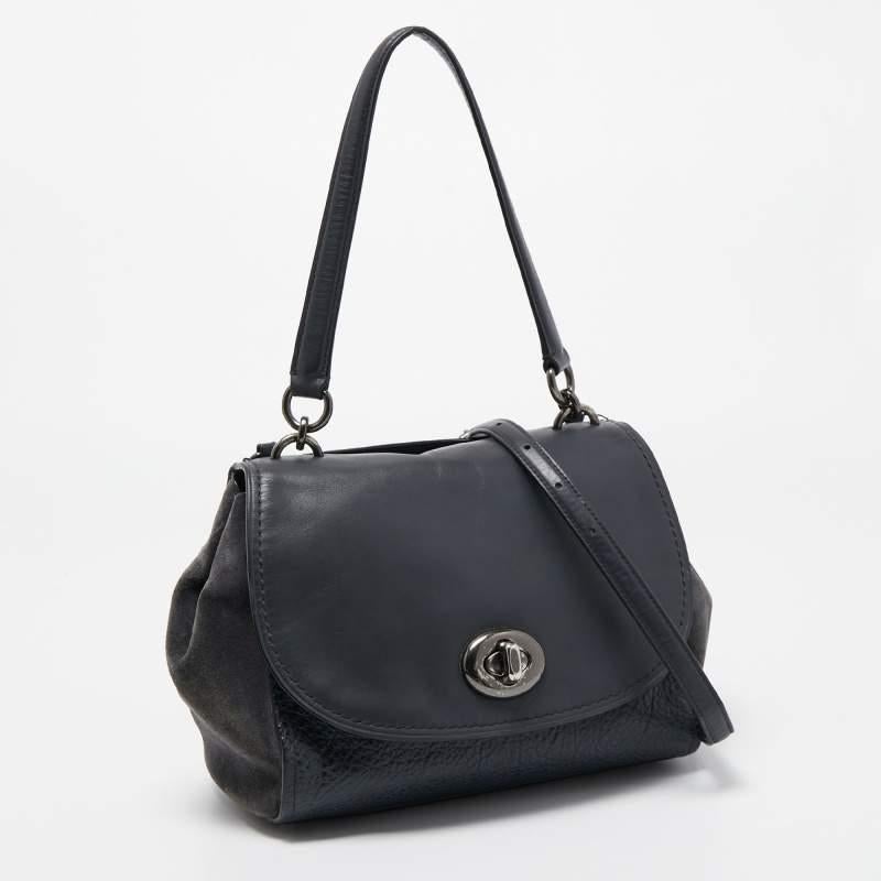 Bolso Crossbody Coach de ante y piel azul oscuro Negro en venta